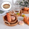 thumbnail image 5 of Handmade Wicker Serving Basket Breakfast with Handles Fruit Tea Platter Serving Tray Rattan Round Tray for Cake Drinks Coffee, 5 of 6