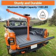 Electric Pickup Truck Bed Crane, 1100 LB Capacity, Heavy Duty Portable Folding Jib Crane Hoist with 3500 LB 12 v Winch, 360° Swivel, for Construction, Factory, Heavy Lifting