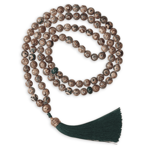 Tasbih gZi 8mm Bead Stone - 99 Prayer Beads with Dark Royal Green Ivory Tassel