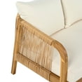 thumbnail image 4 of Christopher Knight Home 3-Piece Outdoor Rattan Sectional Sofa Set with Coffee Table, Beige Cushions, Teak Finish, 4 of 8