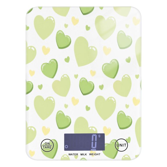 Kitchen Scale Digital Food Scale 5000g Max Capacity Battery Operated (Batteries Not Included) Light Green Heart-shaped Pattern