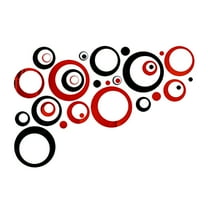 24-Pack Mirror Circle Wall Stickers, 14cm Self-Adhesive Reflective Decals for Bedroom, Living Room, Office Decor - Black and Red Set