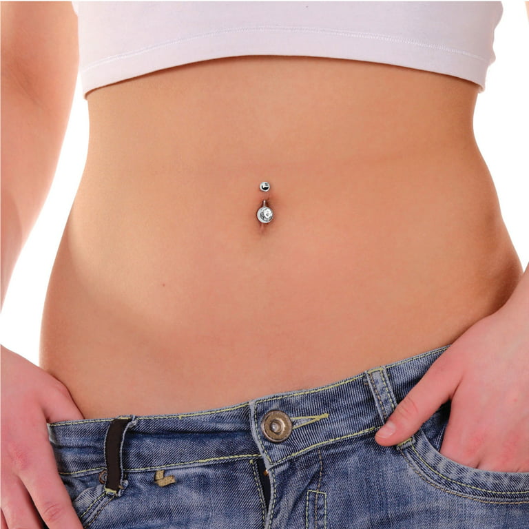BodyJ4You 5PC Belly Button Rings 14G Stainless Steel CZ Women Navel Body  Piercing Jewelry Set