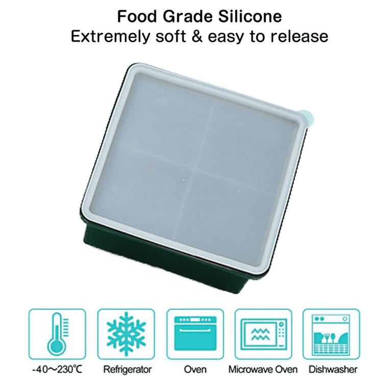 Walbest Large Ice Cubes Tray Mold, Food Grade Silicone 6 Grids Square Ice  Cube Tray Maker Mold Container with Lid, Use Tongs to Keep Your Drink Cold  for Longer 