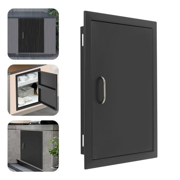 ToppiJoy 16.93*23.03in Black Heavy Duty BBQ Access Door Outdoor Kitchen Cabinet Door