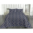 thumbnail image 2 of Ambesonne Japanese Quilted Bedspread Set 3 Pcs, Crane Birds Asian Themed, Queen, Night Blue Salmon Ivory, 2 of 4