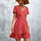 thumbnail image 3 of Vestido Corto,Vestido De Verano Con Cuello En V Vestido Floral Vestido Con Cuello En V Instalación Sin Esfuerzo, 3 of 6