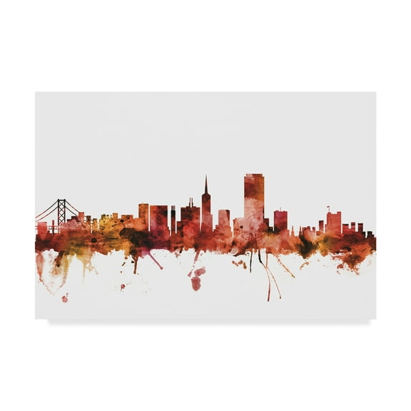 Trademark Fine Art 'San Francisco California Skyline Red' Canvas Art by Michael Tompsett