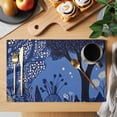 thumbnail image 2 of Blue Black Botanical Placemats Set of 12 Abstract Art Tree Leaves Place Mats Indoor Wipeable Table Mats Washable Cloth Dining Table Placemats for Kitchen Holiday Party Home Decor 13x19 Inch, 2 of 9