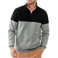 thumbnail image 2 of guisaled Men's Mock Neck Sweatshirts Quarter Zip Quilted Pullover Tops Color Block Long Sleeve Casual No Hood Sweatshirt with Pockets Christmas, 2 of 8