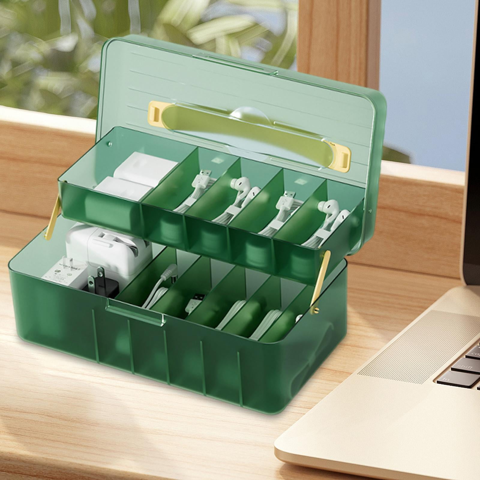 LeeQinersw Cable Management Box Cable Organizer Box Compact Cords Art Crafts with Compartments Desk Wires Home Organization Cord Storage