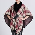 thumbnail image 2 of Uaswgudfs ​Women's Fall/Winter Wool-Blend Cape Coat: Faux Fur Collar w/ Wrap Style & Tie Waist​, 2 of 4