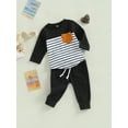 thumbnail image 3 of Bagilaanoe 2pcs Toddler Baby Boy Long Pants Set Stripes Print Long Sleeve T-shirtTops + Sweatpants 6M 12M 18M 24M 3T Kids Casual Outfits, 3 of 8