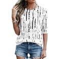 thumbnail image 4 of Domzest Womens Half Sleeve Tops Crew Neck Boho Floral Graphic Shirts Lightweight Loose Fit Dressy Casual Tunic Tops White S, 4 of 6