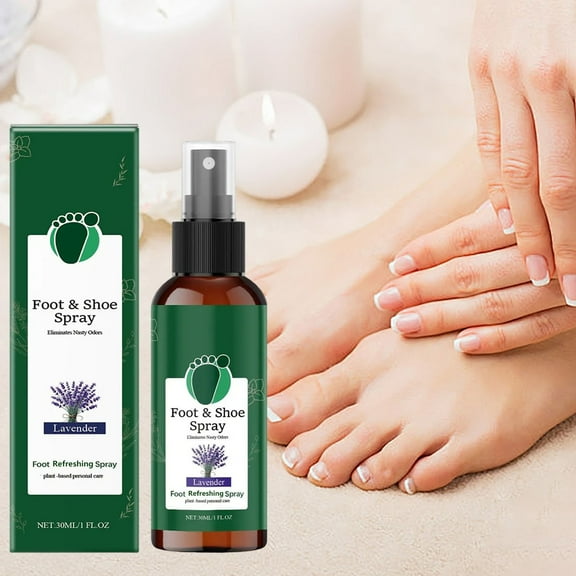 Plant-Based Foot Refresh Spray – Cracked Heel Repair & Odor Neutralizer, Peppermint Cooling Mist for Athletes & Diabetics, Travel-Size 30ml