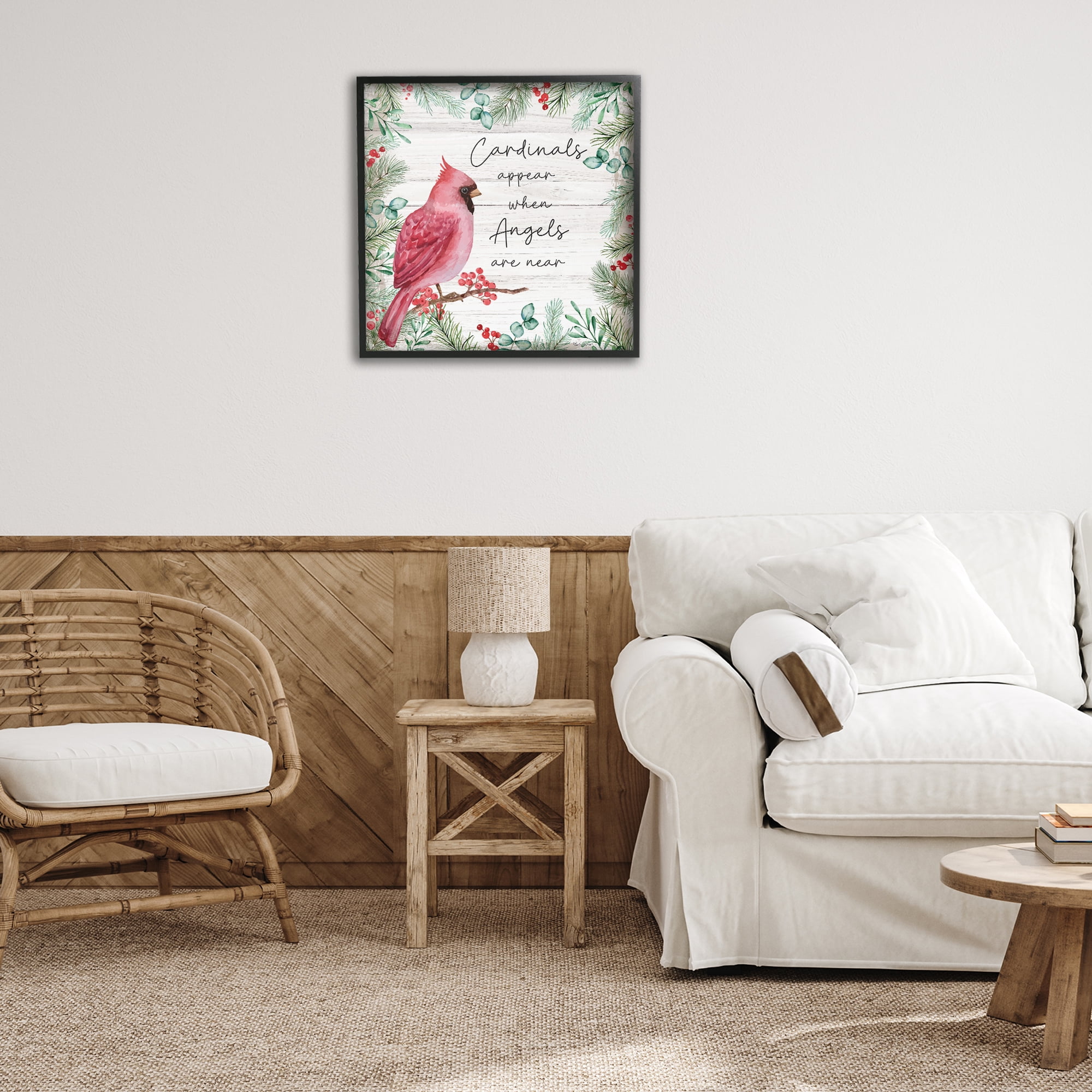 Stupell Industries Cardinals & Angels Phrase Animals & Insects Painting Black Framed Art Print Wall Art, 24 x 24