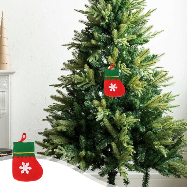 Juego de cuchillos y tenedores de tela de fieltro para fiestas Fiudx Adornos navideños Mini árbol de Navidad