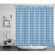 HVEST Farmhouse Shower Curtain Decor, Rural Blue and White Buffalo Plaid Checkered Shower Curtain Rustic Style Bathroom Polyester Fabric Decorative Curtain with Hooks, 72X78
