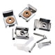 thumbnail image 1 of Juego de 4 Uds de Clips para colgar espejos, Clips de montaje para espejo sin marco con tapones y tornillos (plateados), 1 of 5