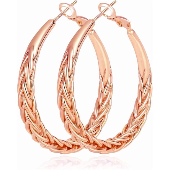 Silver Hoop Earrings for Women Trendy Hypoallergenic 925 Silver Plating Post Hoop Earrings Thick Twisted Large Silver Hoop Earrings 30/40/50MM