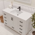 thumbnail image 4 of Ayna Decors Rooh 48 in White Bathroom Vanity Set with White Quartz Countertop and Brass Faucet | Pop-Up Drain and P-Trap Included | Black Hardware, 4 of 10