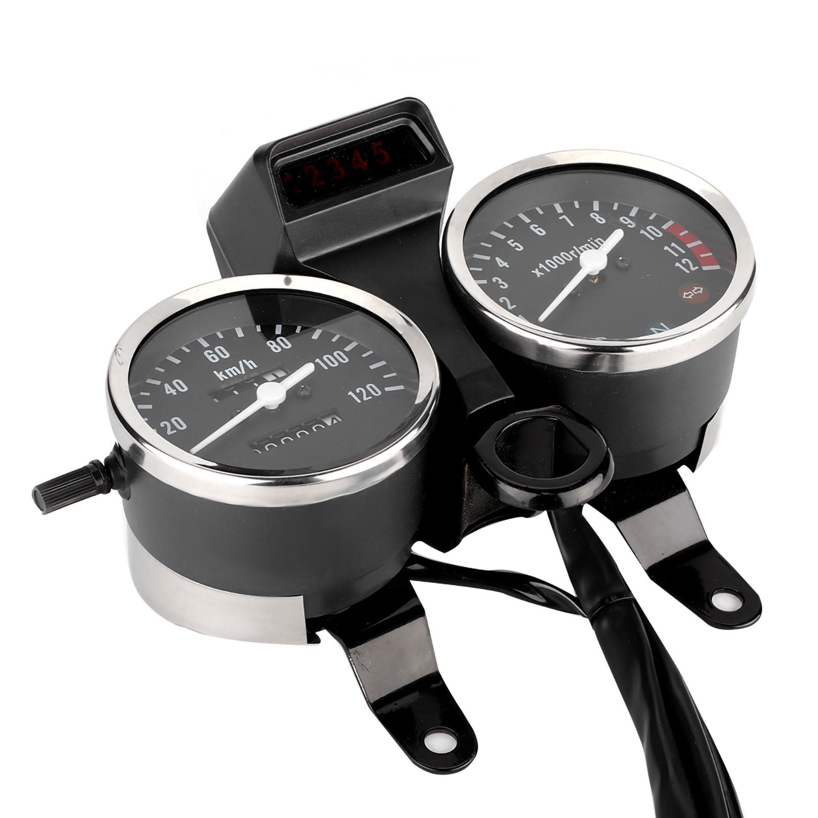 Terisass DC 12V Medidor de velocidad de velocímetro de motocicleta Tacómetro Accesorios modificados 12000RPM LCD MPH/KMH Medidor de velocidad de medidor de kilómetros digital Fit para YBR 125+cont Terisass DC 12V Medidor de velocidad de velocímetro de motocicleta Tacómetro Accesorios modificados 12000RPM LCD MPH/KMH Medidor de velocidad de medidor de kilómetros digital Fit para YBR 125+cont
