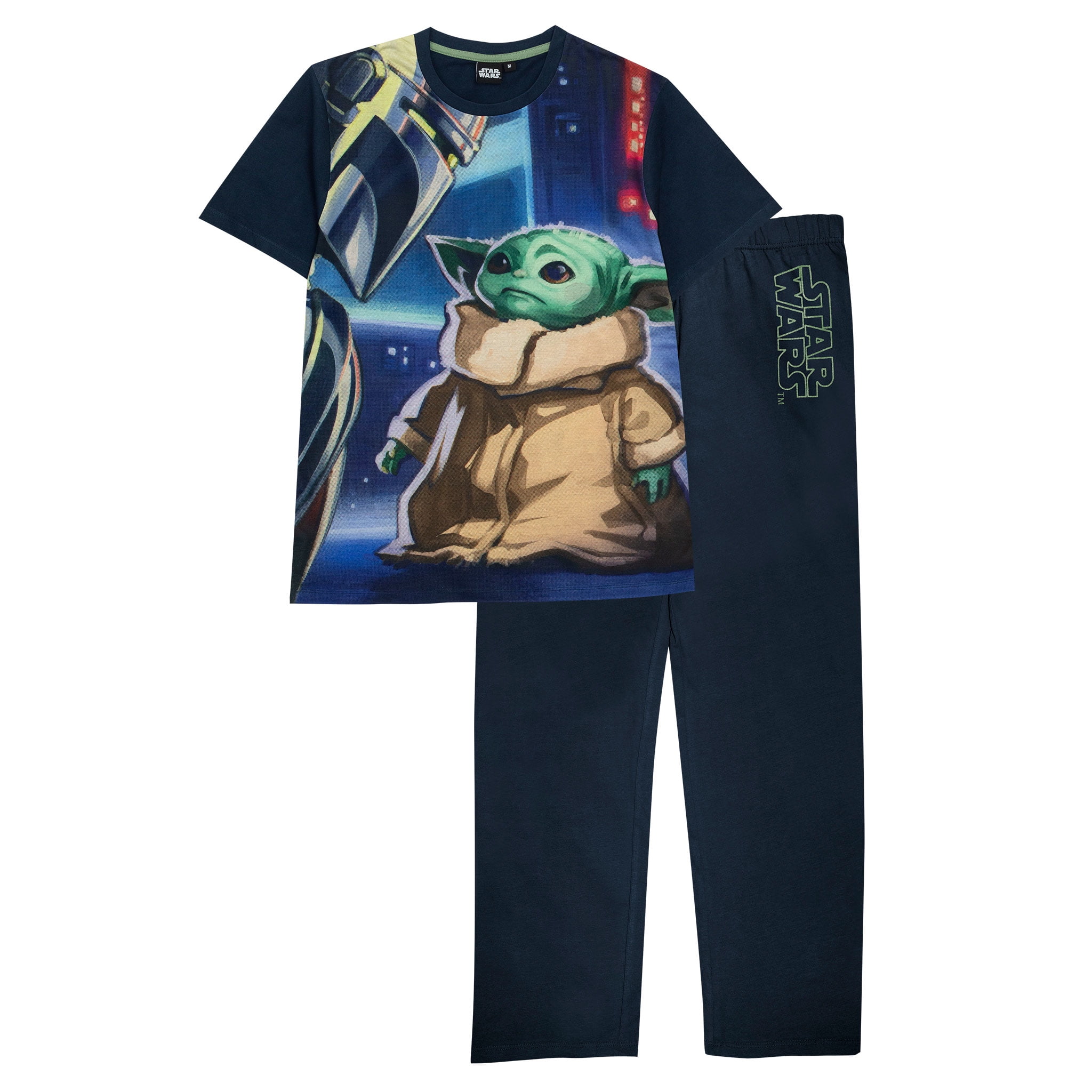 Star Wars The Mandalorian Mando And The Child Men's Long Pajamas Set