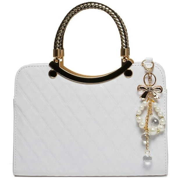 Ladies Handbag White Modern Fashion Shoulder Bag Purse Pu Leather White