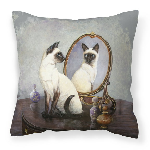 Carolines Treasures BDBA0360PW1818 Siamese Reflection by Daphne Baxter Fabric Decorative Pillow 18HX18W multicolor