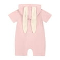 thumbnail image 3 of VNKIDY Boys Bodysuits Baby Bunny Ear Hooded Romper Short Sleeve Crewneck Solid Color Zipper Bodysuit For Daily Wear Cute Styling Relaxed Fit Onesie, 3 of 8