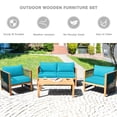 thumbnail image 4 of Costway 8PCS Wooden Patio Furniture Set Cushioned Sofa W/Rope Armrest Turquoise, 4 of 11