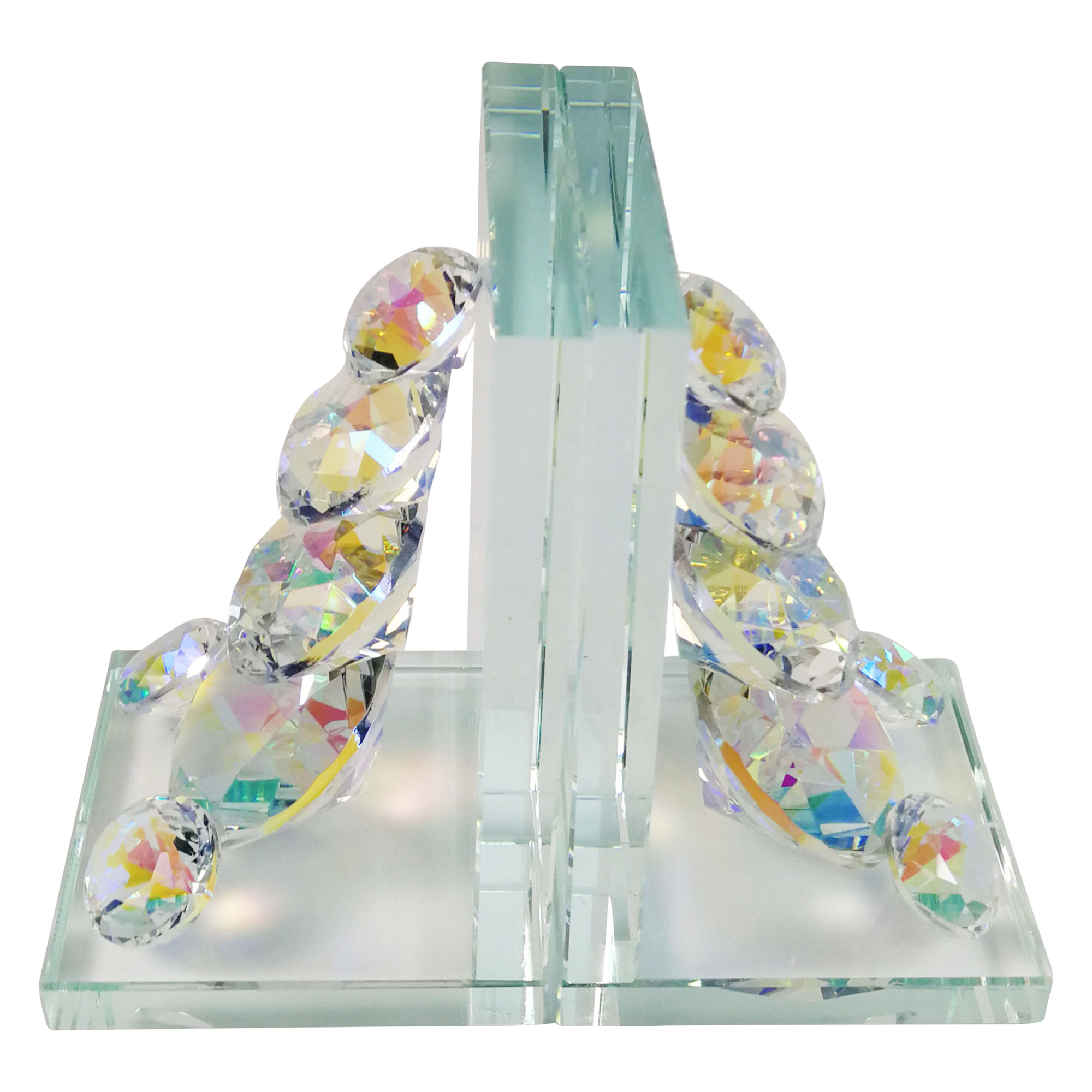 Sagebrook Home Set Of 2 Crystal Diamond Bookends 1319608