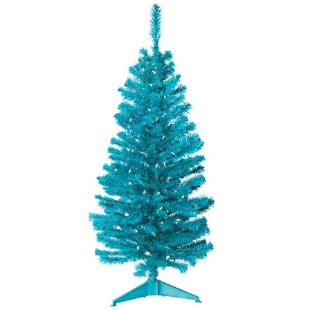Northlight Pre-Lit Medium Artificial Pine Christmas Tree - 4' - Turquoise - Clear Lights