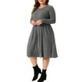 thumbnail image 2 of DARING DIVA Plus Size Round Neck Long Sleeve Casual Knit Dress 1X Gray, 2 of 6