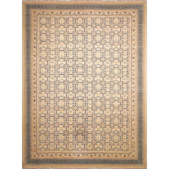 noori rug n3125 sun-faded janat hand knotted area rug 9'11" x 13'4" ivory/green