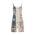 thumbnail image 4 of Wycnly Womens Jumpsuits Summer Plus Size Casual Pocket Loose Strap Short Jumpsuits Overalls Trendy Floral Print V-Neck Sleeveless Mini Rompers for Women, 4 of 4
