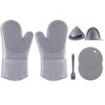 thumbnail image 1 of Juego de guantes para horno, guantes de silicona para aislamiento térmico, hornos de cocina, pinzas para pellizcar, kit de almohadillas de panal, 7 piezas / juego Inevent HA008765-01, 1 of 7