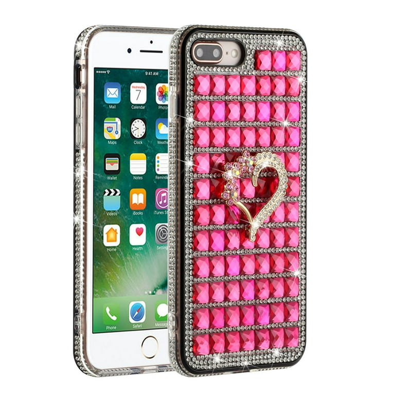 3D Bling Sparkly Mirror Phone Case,Girly Diamonds Women Clear Cover for T- Mobile