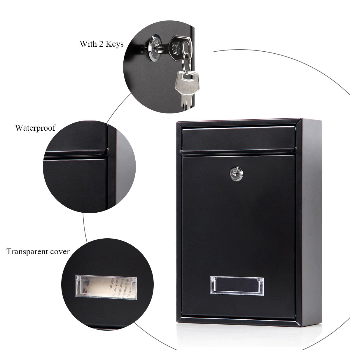 Mailbox Medium Metal Locking Wall-Mounted Mailboxes, Rust Resistant