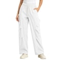 thumbnail image 2 of Women's Cargo Pants, Wide Leg Pants with Elastic Waist, Drawstring & Pockets, Outdoor Hiking Athletic Gym Wear | VerBelle,White M, 2 of 6