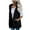 Black, variant on HTNBO Women Casual Fall Winter Coat with Pockets Plush Solid Color Sleeveless Loose Lapel Vest Jackets Fall Coffee