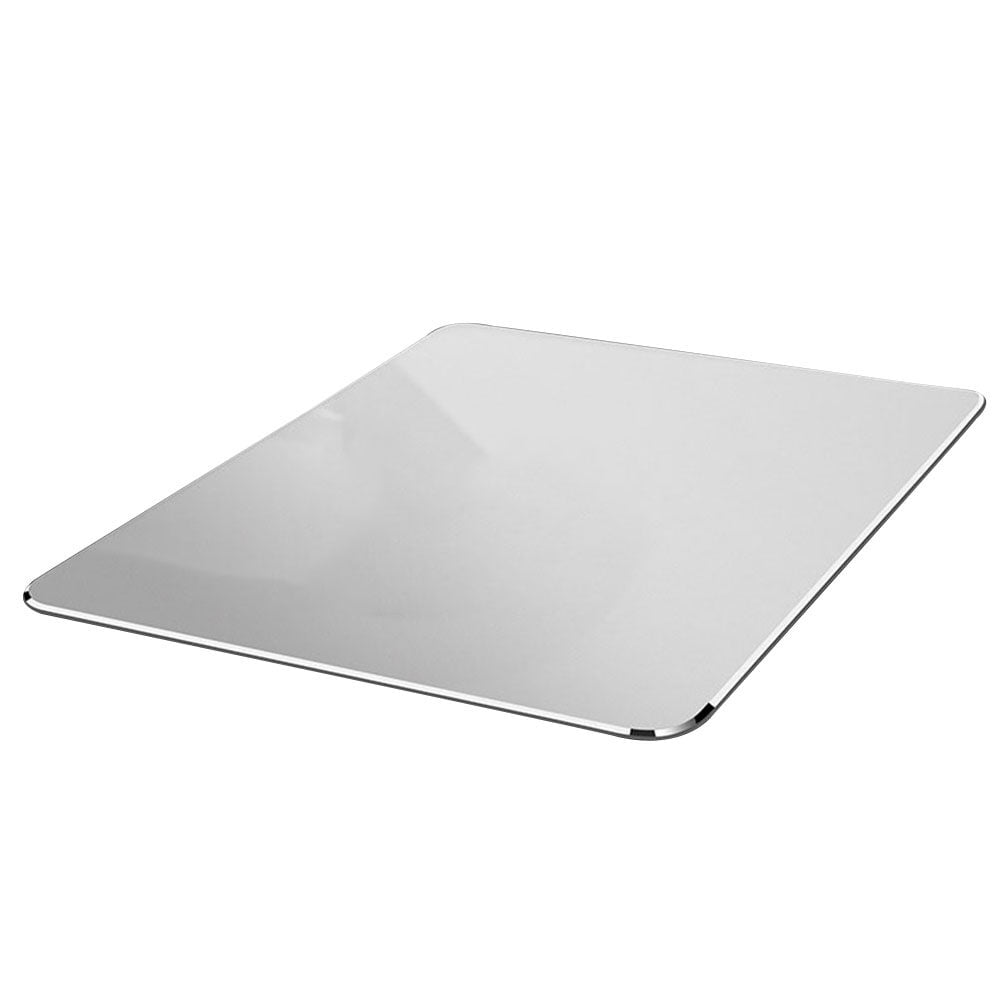 EXHUMKY 1Set Aluminum Alloy Mouse Pad Silver Rectangular for Home Use Office Work Gaming 11.8x6.7x0.1in