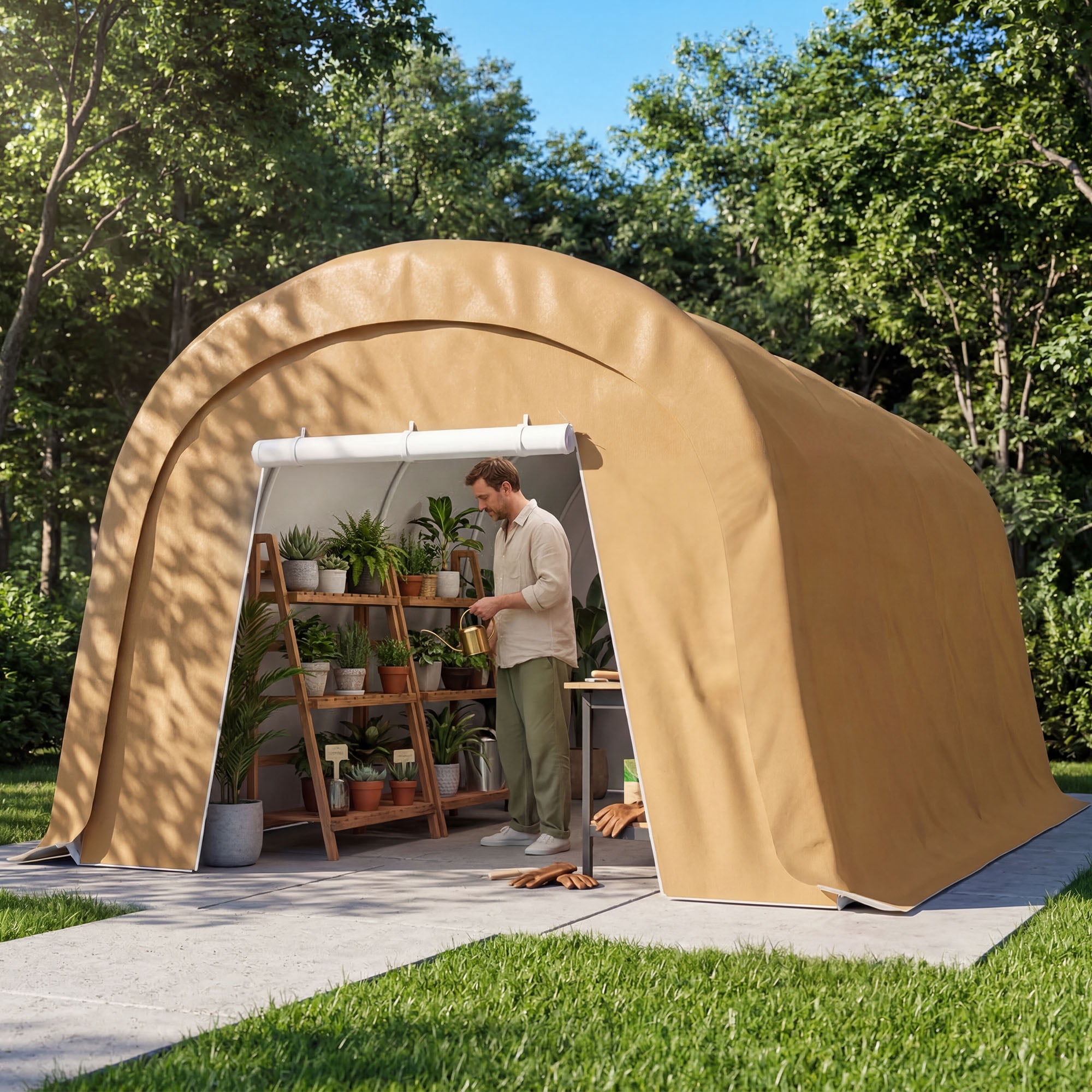 MOALCOFER 10'x20' Carport,Heavy Duty Car Canopy with Steel Frame,Portable Garage with Weatherproof Cover