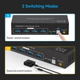 thumbnail image 2 of 8K60Hz HDMI+Displayport KVM Switch 2 Moniteurs 2 Ordinateurs USB 3.0 KVM Switcher Double Moniteur 2 Ports pour 2 Pcs Partage Multi Moniteur et 4 Appareils USB avec Contrôleur Filaire Adaptateur DC, 2 of 7