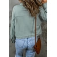 thumbnail image 1 of ABPHQTO Chaqueta Corta De Mujer Azul Cielo Con Bolsillos De Punto Waffle Con Botones, 1 of 5