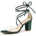 thumbnail image 1 of Sandalias de Tacón Correa Transparente Tacón de Bloque Cordón Arriba para Mujer Allegra K Verde 39, 1 of 7