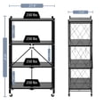 thumbnail image 6 of LISUEYNE 4-Tier Storage Shelving Unit, Metal Shelf, Foldable Storage Shelf with Wheels, 27.9"x13.4"x49.72" Garage Shelf, Kitchen Shelf with 4 Hooks, No Assemble Require, 6 of 6