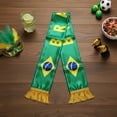 thumbnail image 7 of Hzzsbu Brazilian Soccer Scarf for Fans Green Yellow Brazil Flag Satin Scarf, Football Supporter Gear for Stadium Game Day, Tailgate Party, Watch Party Accessories, 7 of 7