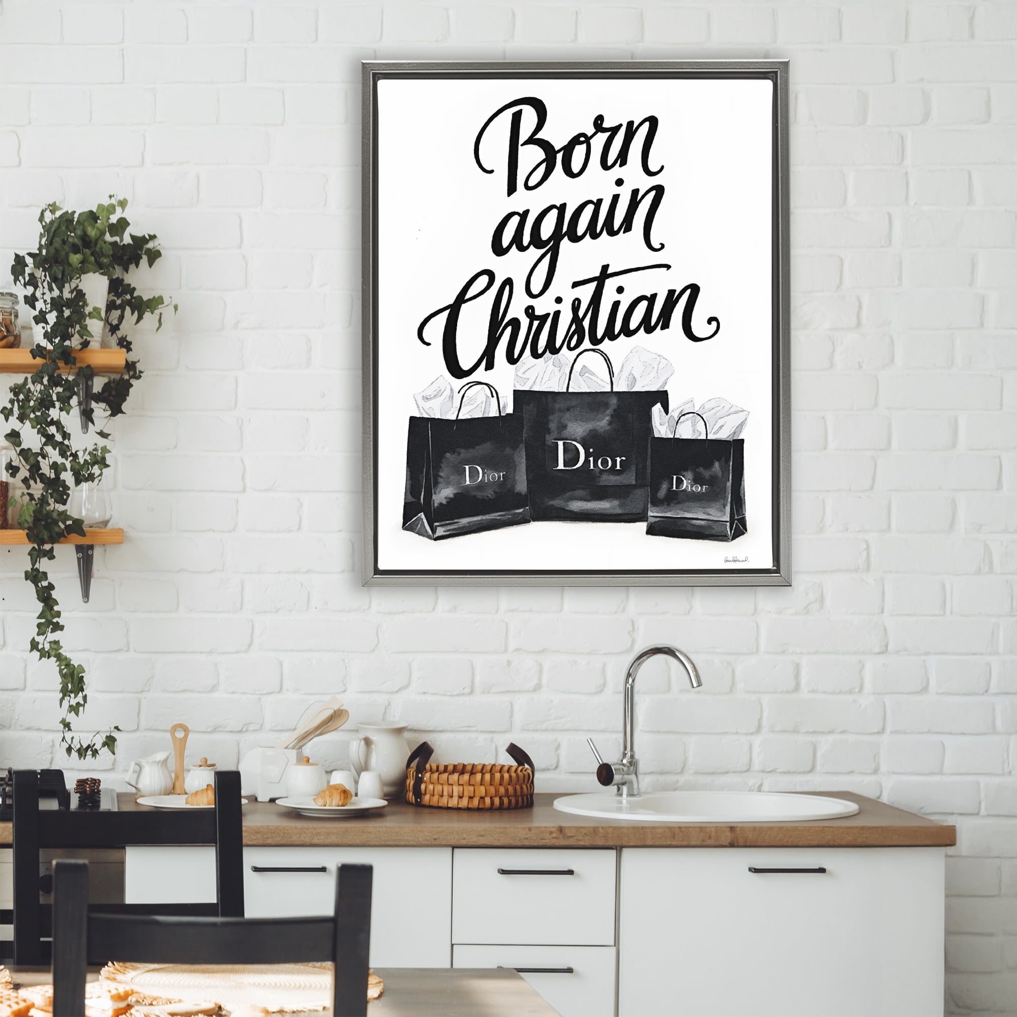 Shopping Born Again Christian Gray Framed Floater Canvas Wall Art, design by Amanda Greenwood