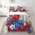 thumbnail image 2 of Feelyou 3D Red Robin Bedding Comforter Set 7 Pieces for Teens, Blue Flower Floral Full Bedding Set, Rustic Lodge Cabin Reversible Fitted Sheet Flat Sheet, Luxury Bedroom Decor, 2 of 7
